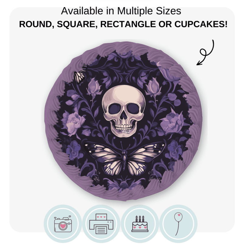 Skull and Butterfly Themed Cake Topper